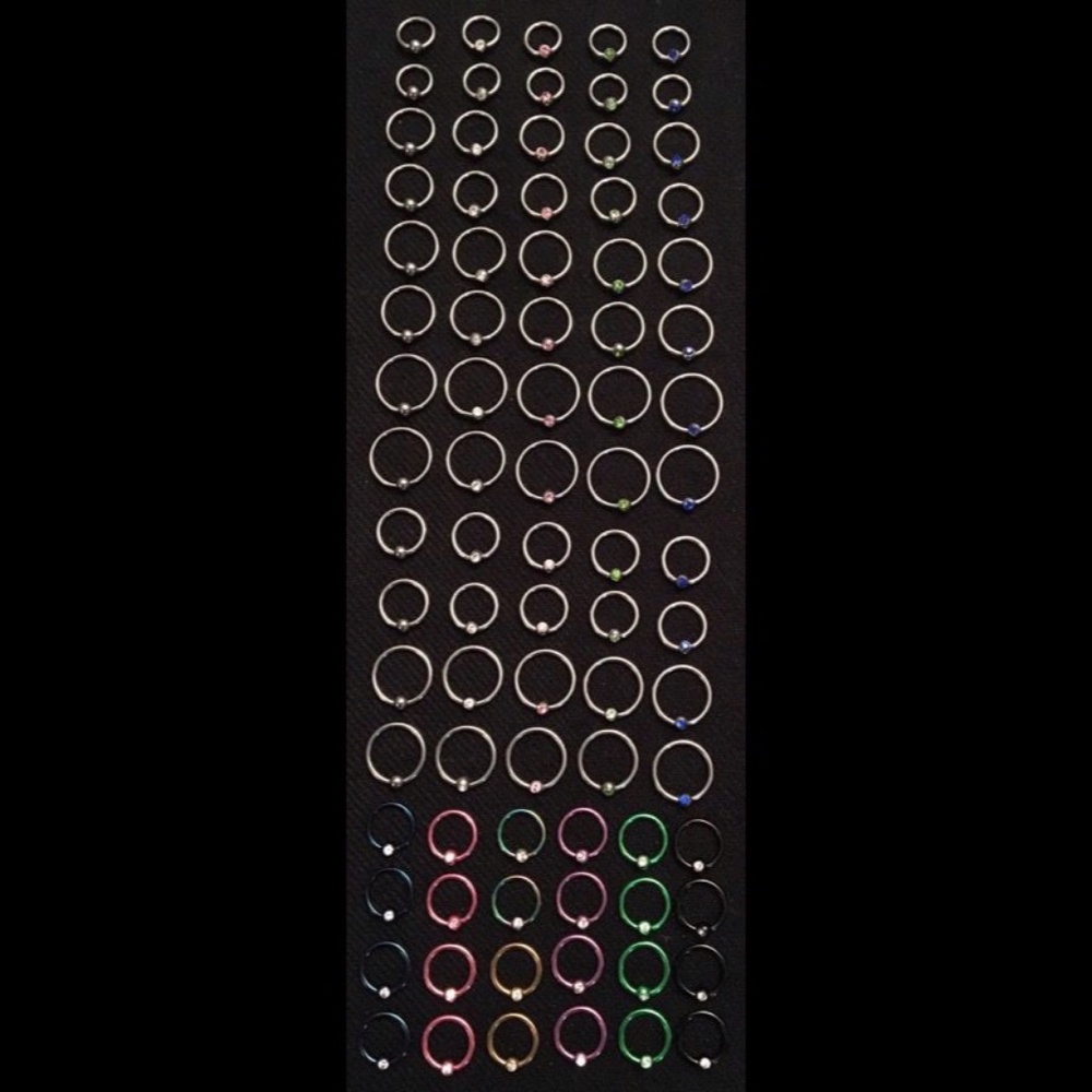 80 - Captive rings Gemstones Colored Tragus Hood
